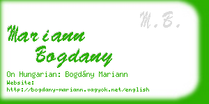 mariann bogdany business card